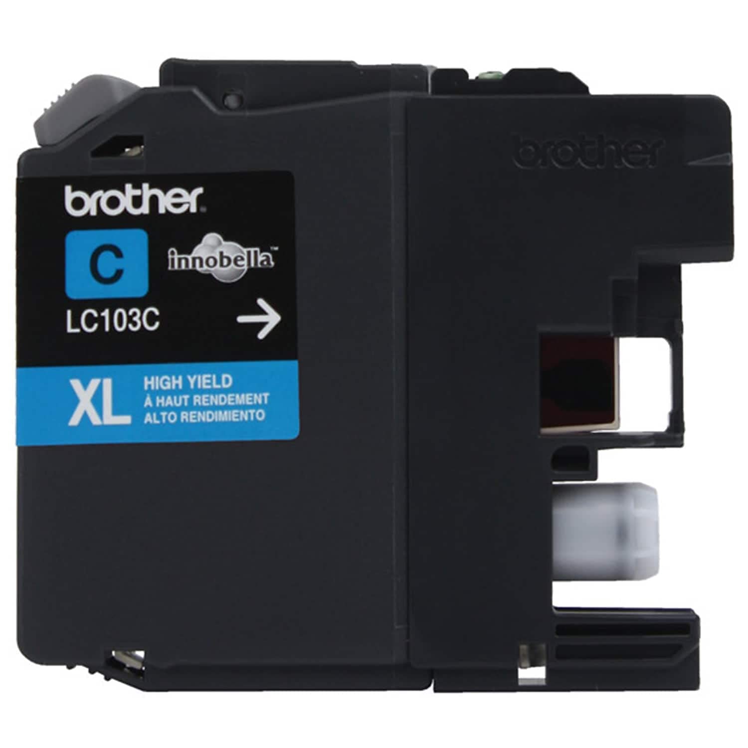 Brother LC1033PKS three cartridges out of pack laid flat highlighting included CMY set