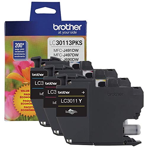 Brother LC3011 close-up of cartridge nozzle and label demonstrating precise printing reliability