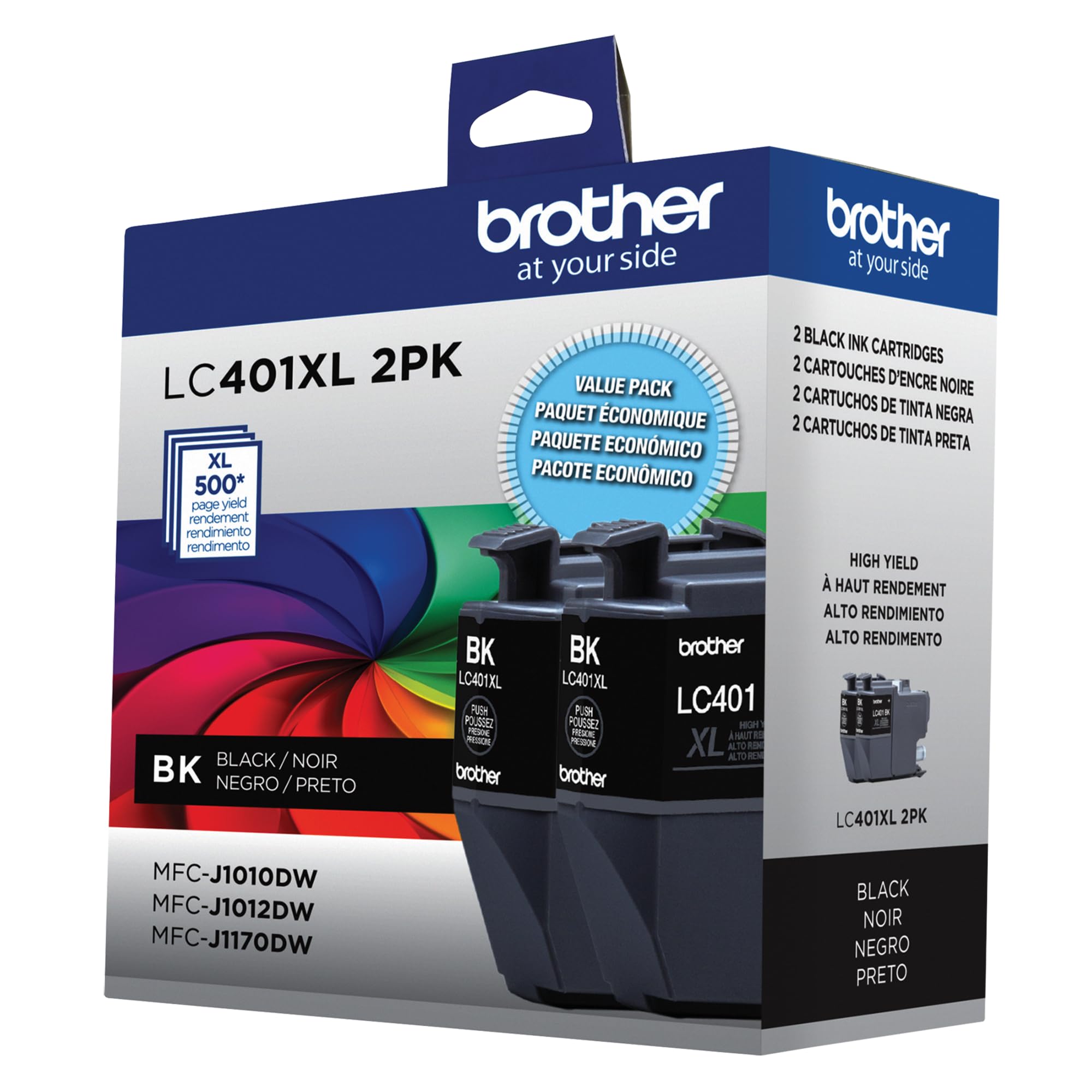 Brother LC401XL installed in MFC-J1010DW printer printing a crisp black document for consistent results