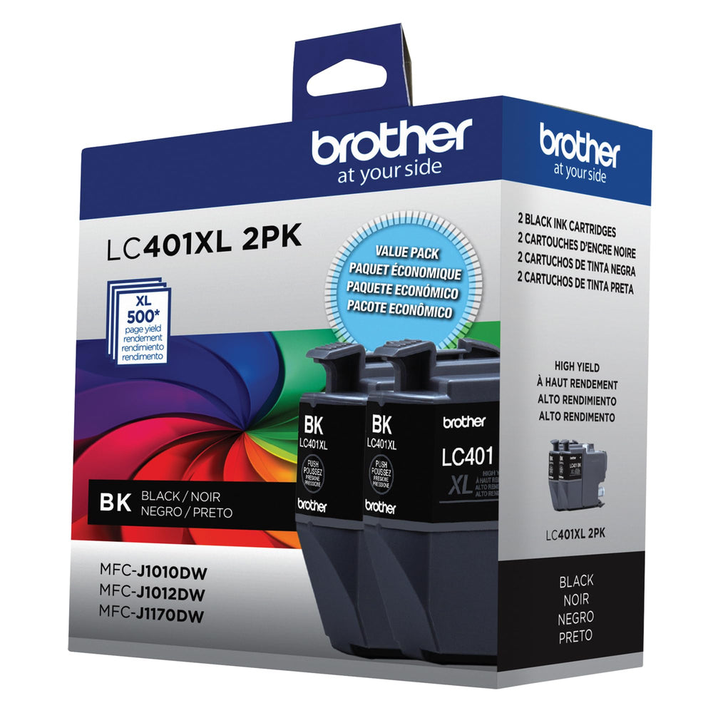 Brother LC401XL installed in MFC-J1010DW printer printing a crisp black document for consistent results