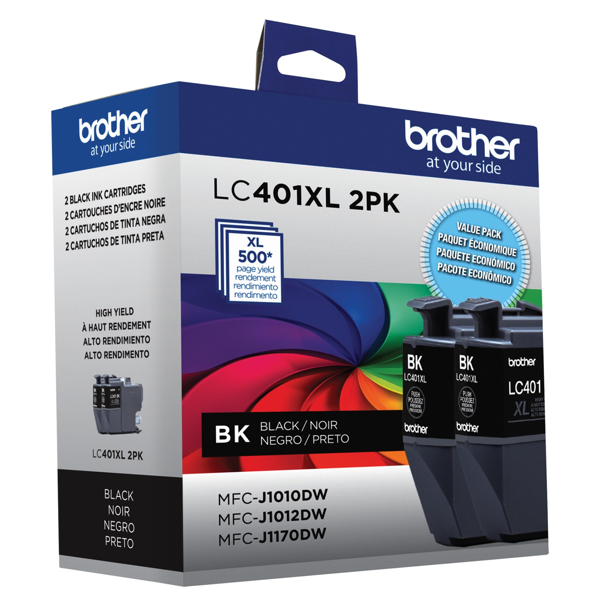 Brother LC401XL cartridge beside a ruler to show physical size and compatibility for confident purchasing