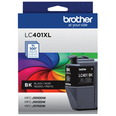 Brother LC401XLBK front packaging showing product and yield benefits
