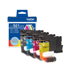 Brother front packaging showing LC5014PK 4-pack and clear product labeling benefits reliable purchase
