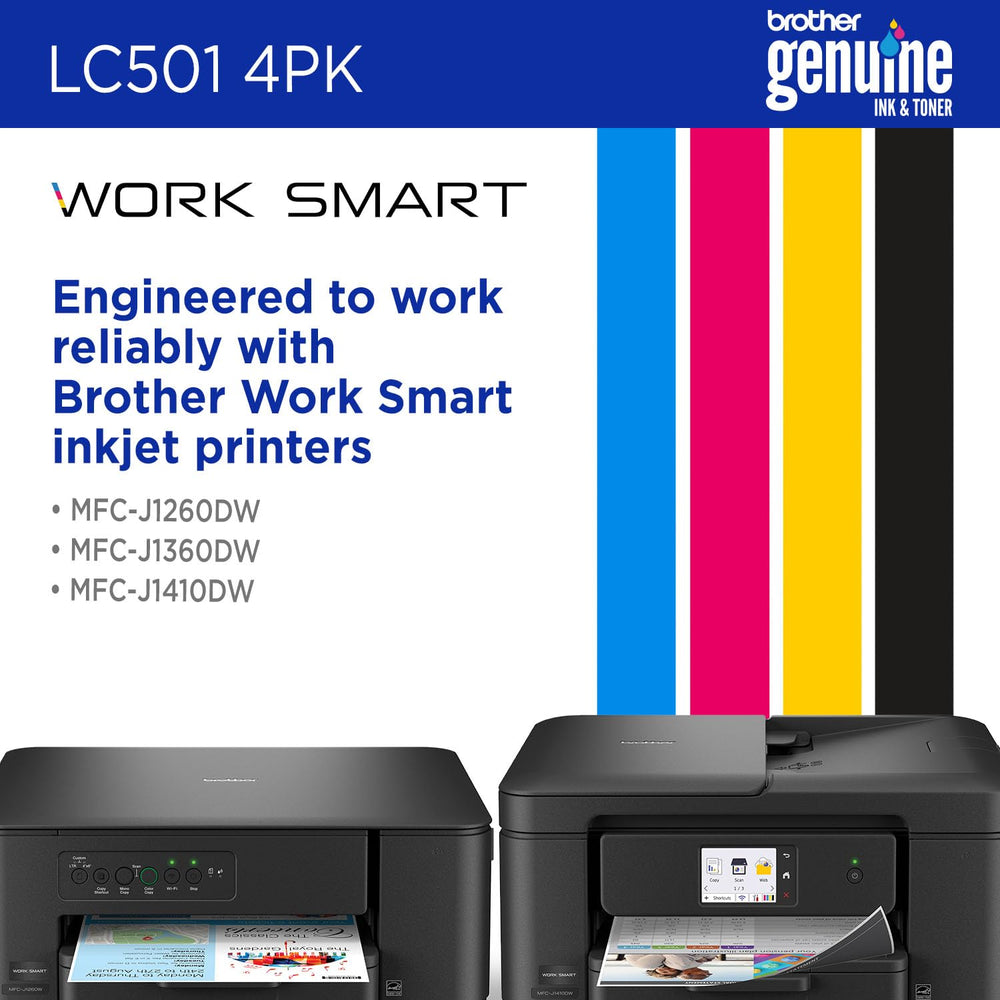 Brother cartridges installed in printer demonstrating easy replacement and immediate recognition