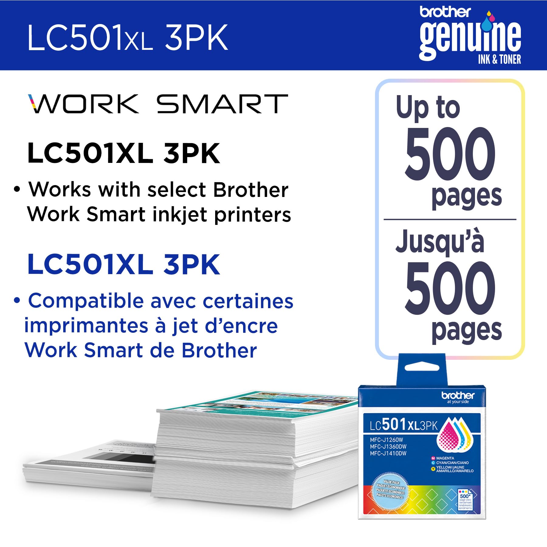Close-up of Brother LC501XL nozzle and label for reliable print performance
