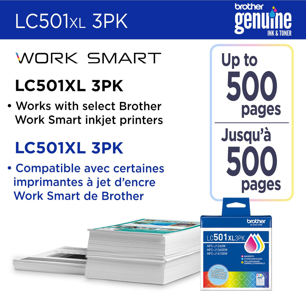 Close-up of Brother LC501XL nozzle and label for reliable print performance