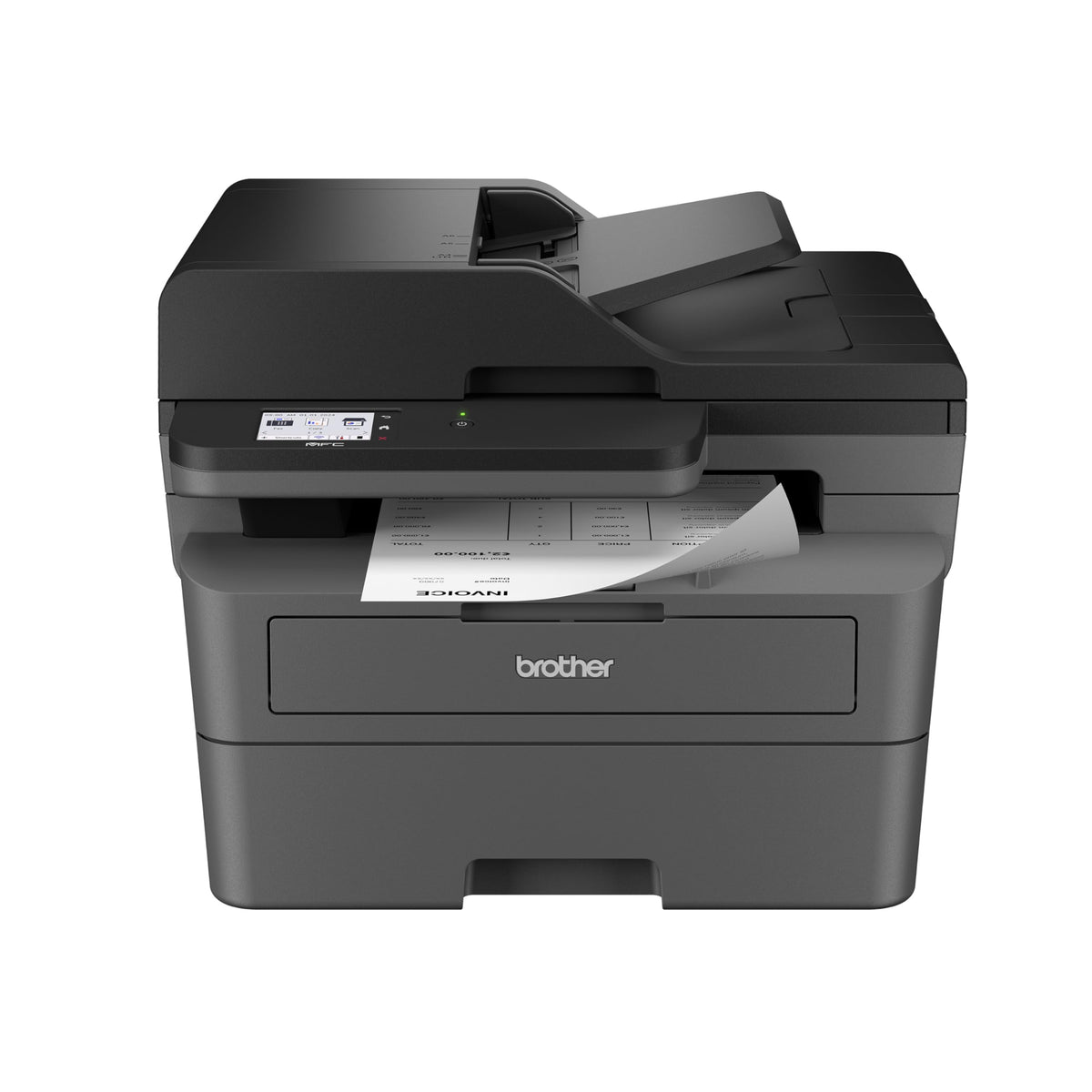 Brother MFC-L2820DW front view showing compact all-in-one design and easy placement