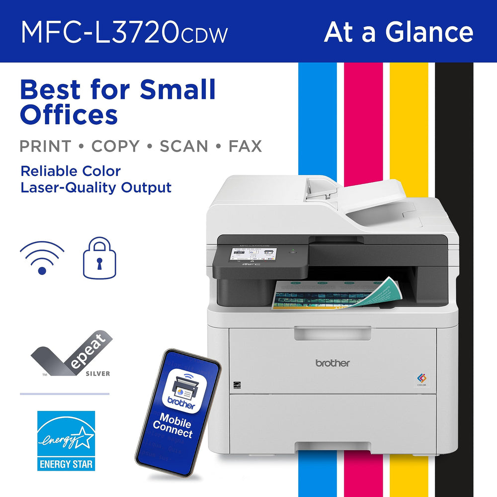 Brother MFC-L3720CDW 3.5-inch touchscreen close-up for quick task access