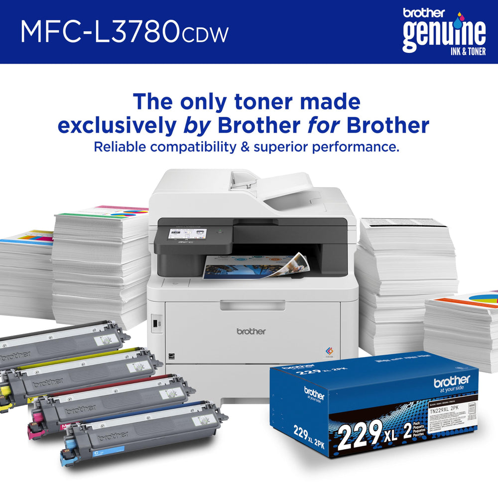 Brother MFC-L3780CDW paper tray and output area enabling higher capacity printing