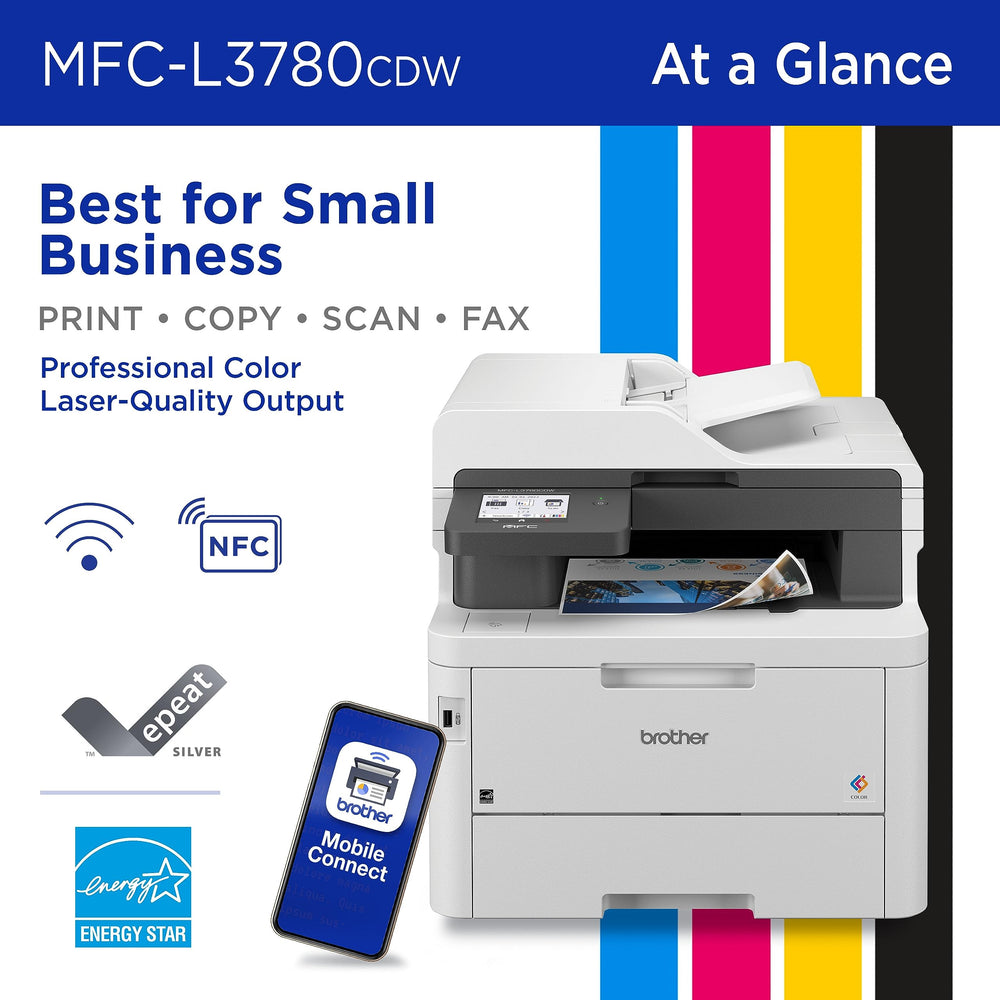 Brother MFC-L3780CDW touchscreen close-up for fast setup and easier job control