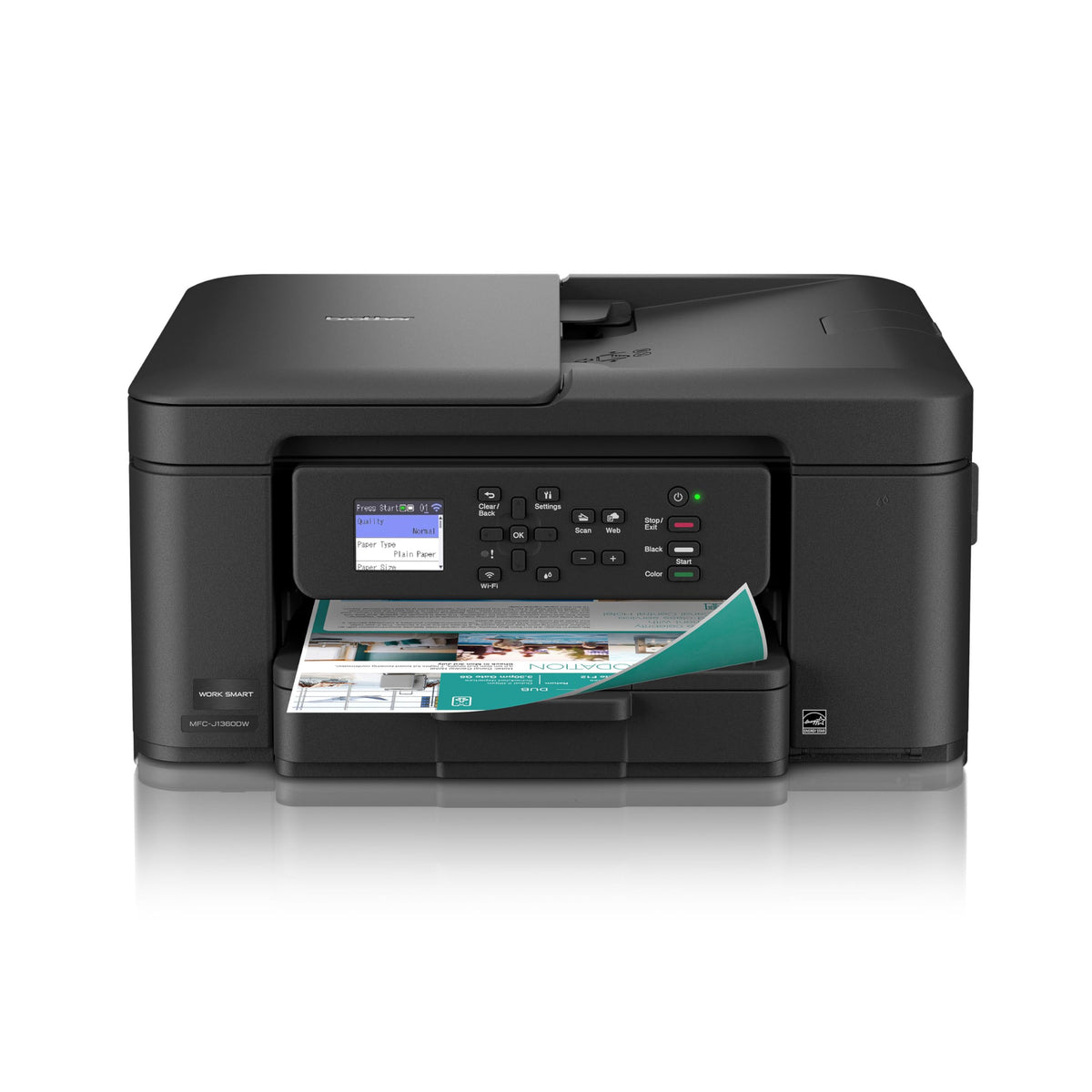 Brother front view showing compact all‑in‑one design and easy placement