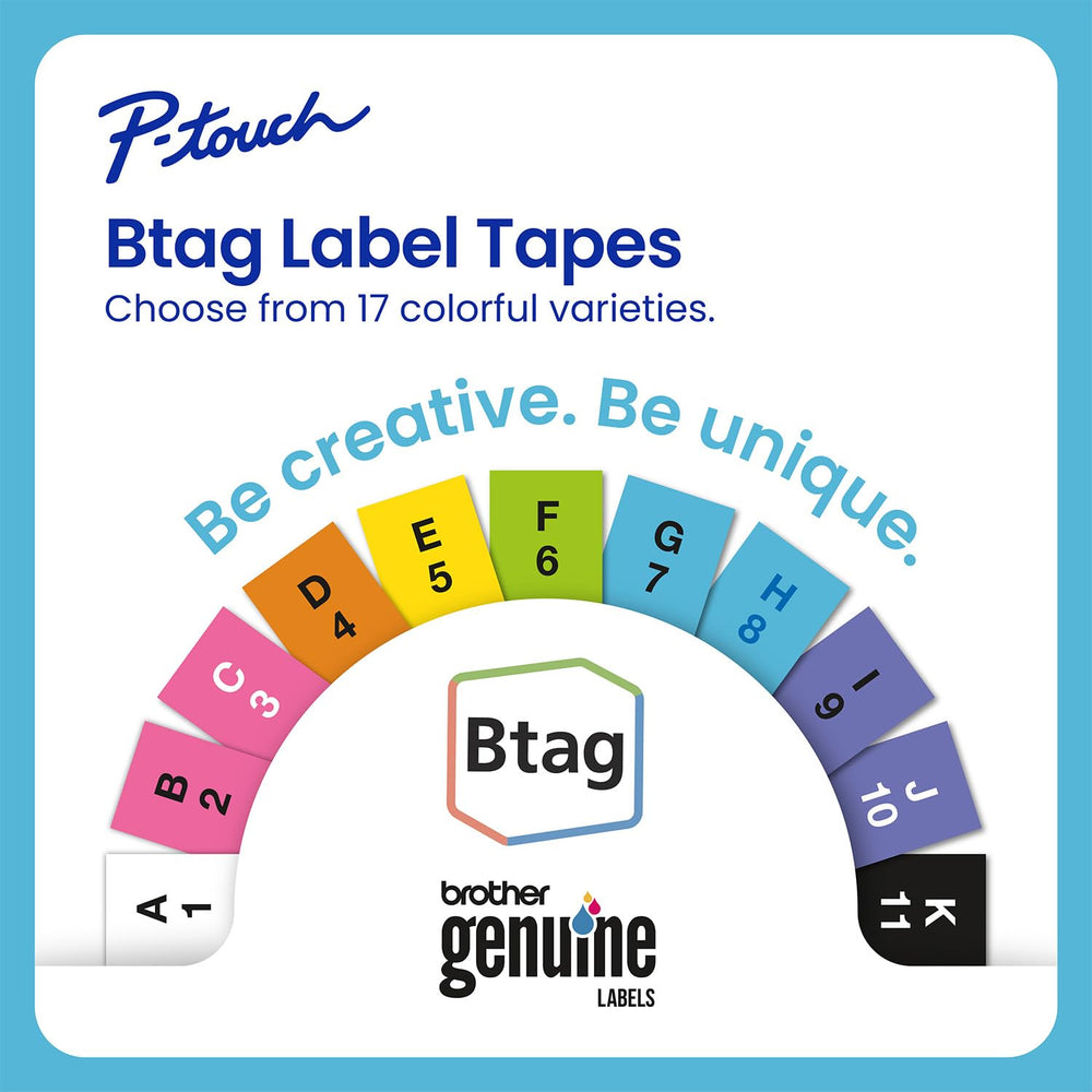 Hand holding Brother PT-N10 printing a colorful label for on-the-go tagging