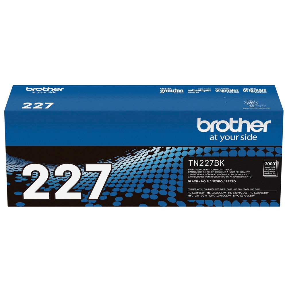 Brother TN227BK on a home office desk showing reliable printing workflow