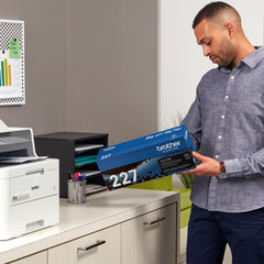 Brother TN227BK packaging back panel highlighting compatibility and recycling info