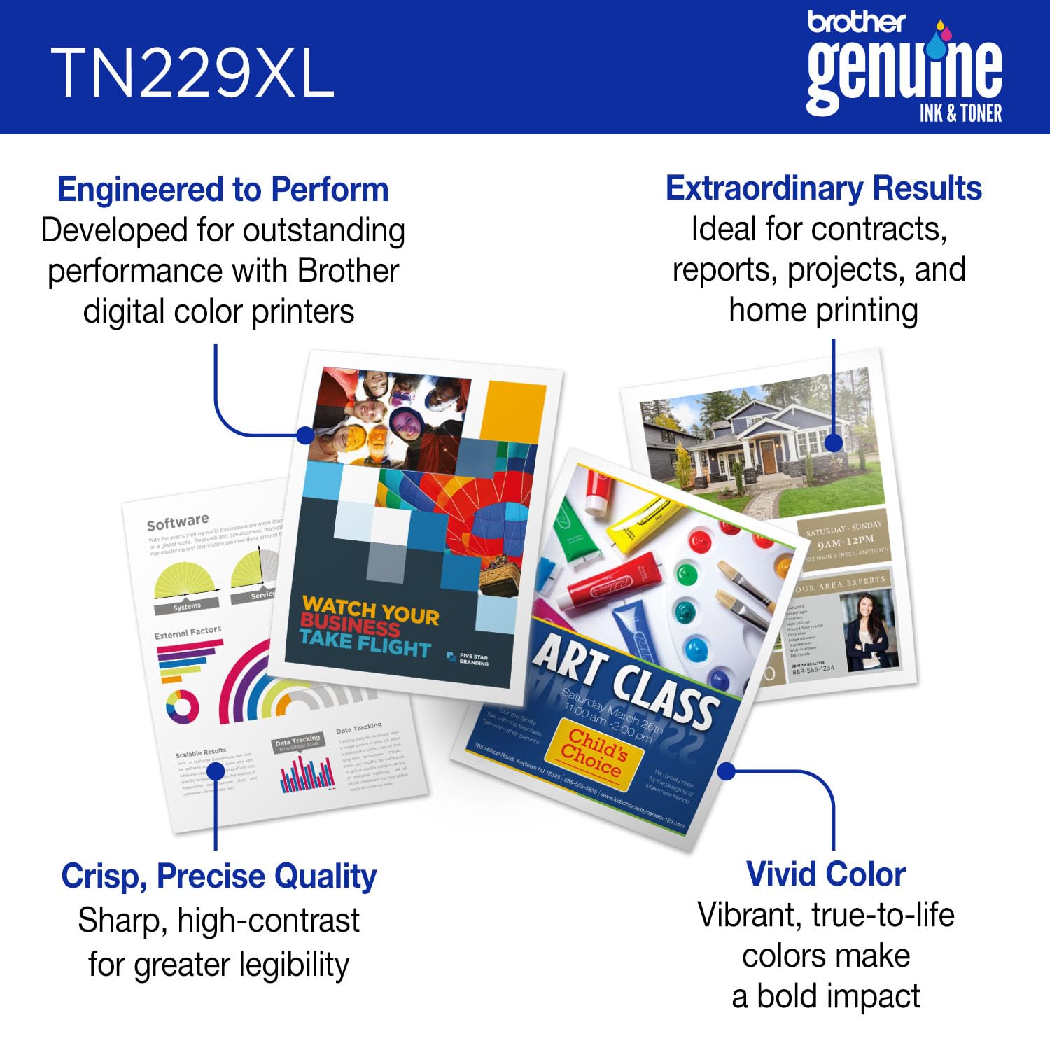 Brother TN229XLC installed in a Brother color laser printer demonstrating hassle-free replacement