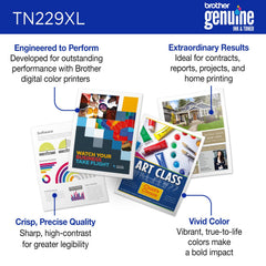 Brother TN229XLC installed in a Brother color laser printer demonstrating hassle-free replacement
