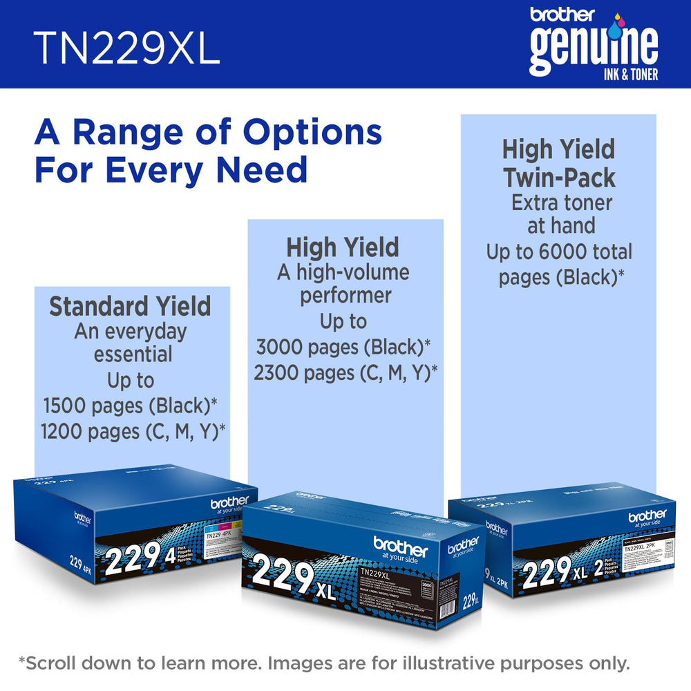 Close view of Brother TN229XLC label and part number ensuring correct compatibility