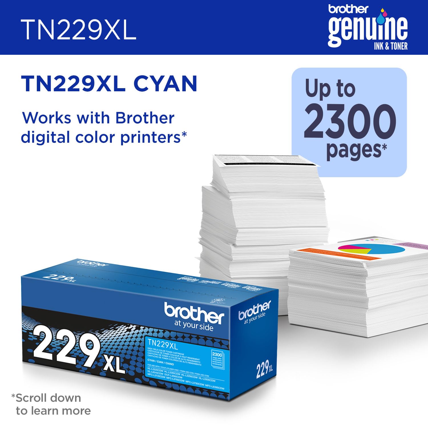 Brother TN229XLC close-up of toner drum and cartridge body showing precise fit benefit