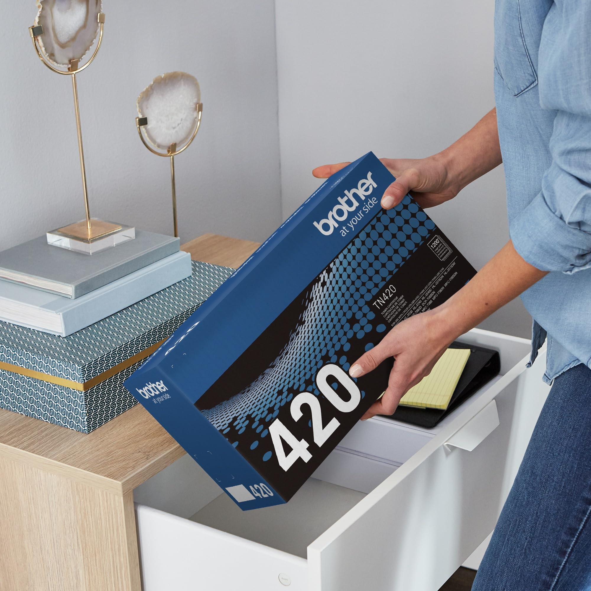 Brother TN-420 installed in a Brother printer for simple drop-in replacement and uptime