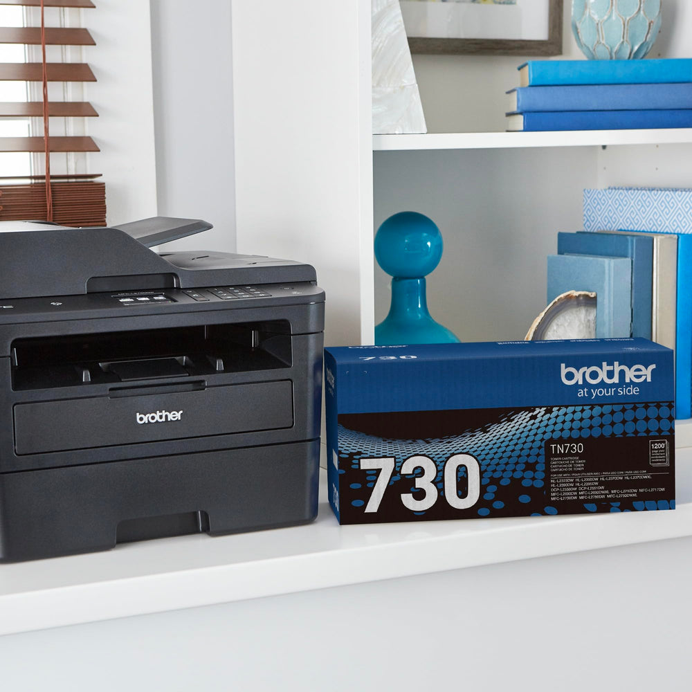 Brother TN-730 installed inside a Brother printer — easy replacement benefit