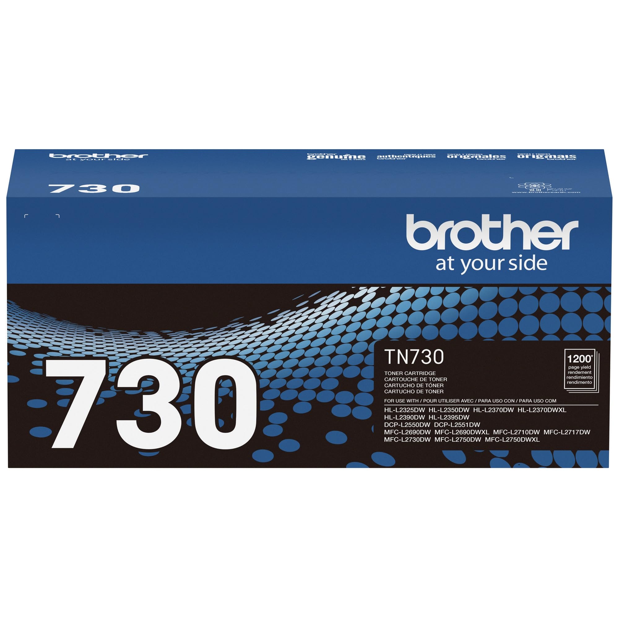 Brother TN-730 cartridge with recycling info card — environmentally responsible disposal