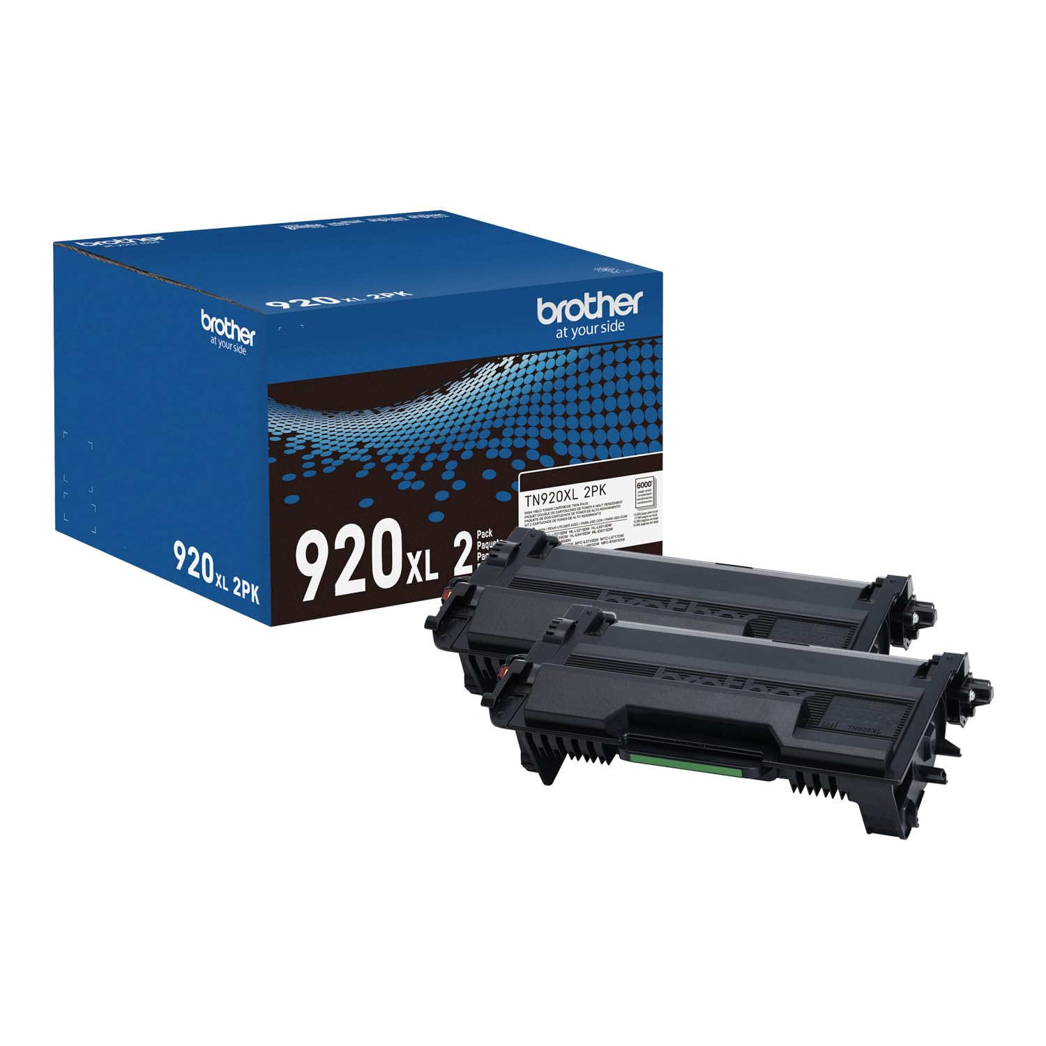 Brother TN920XL front packaging showing twin-pack and yield benefits