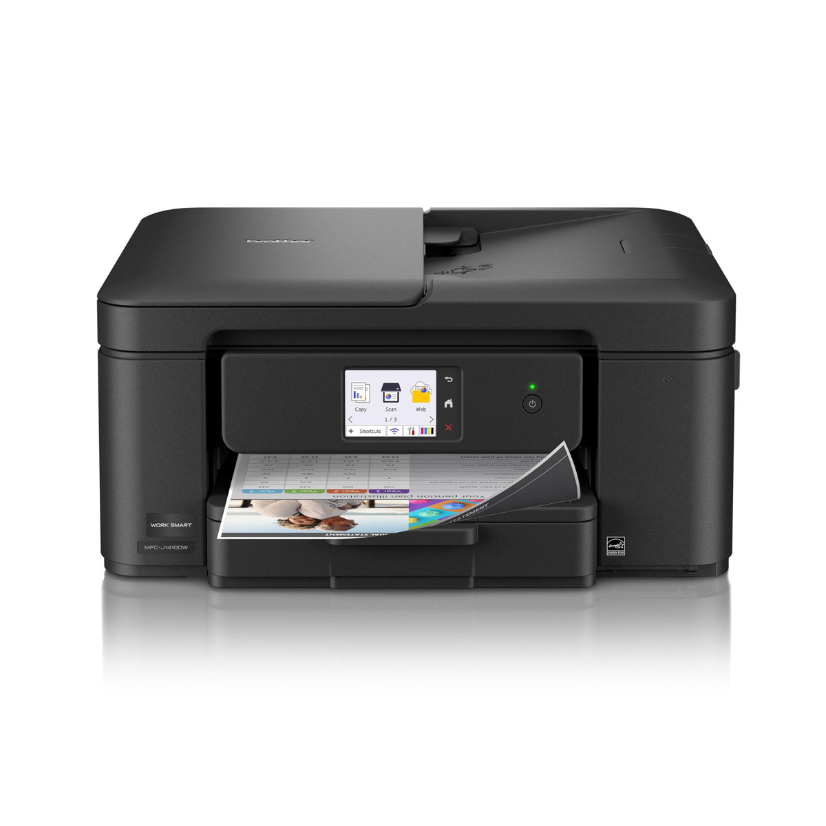 Brother Work Smart 1410 front view showing compact design and tray benefit