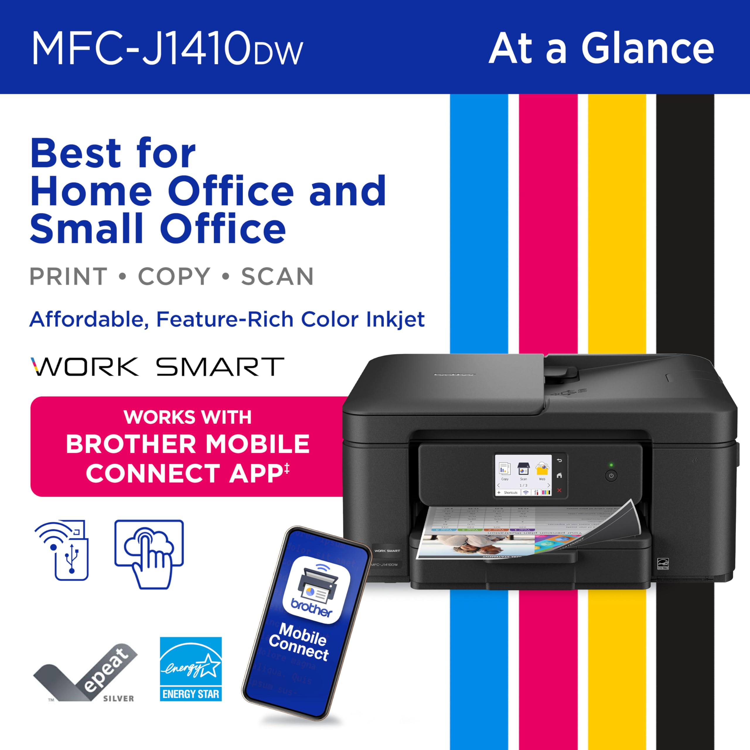 Brother Work Smart 1410 touchscreen closeup enabling cloud app access
