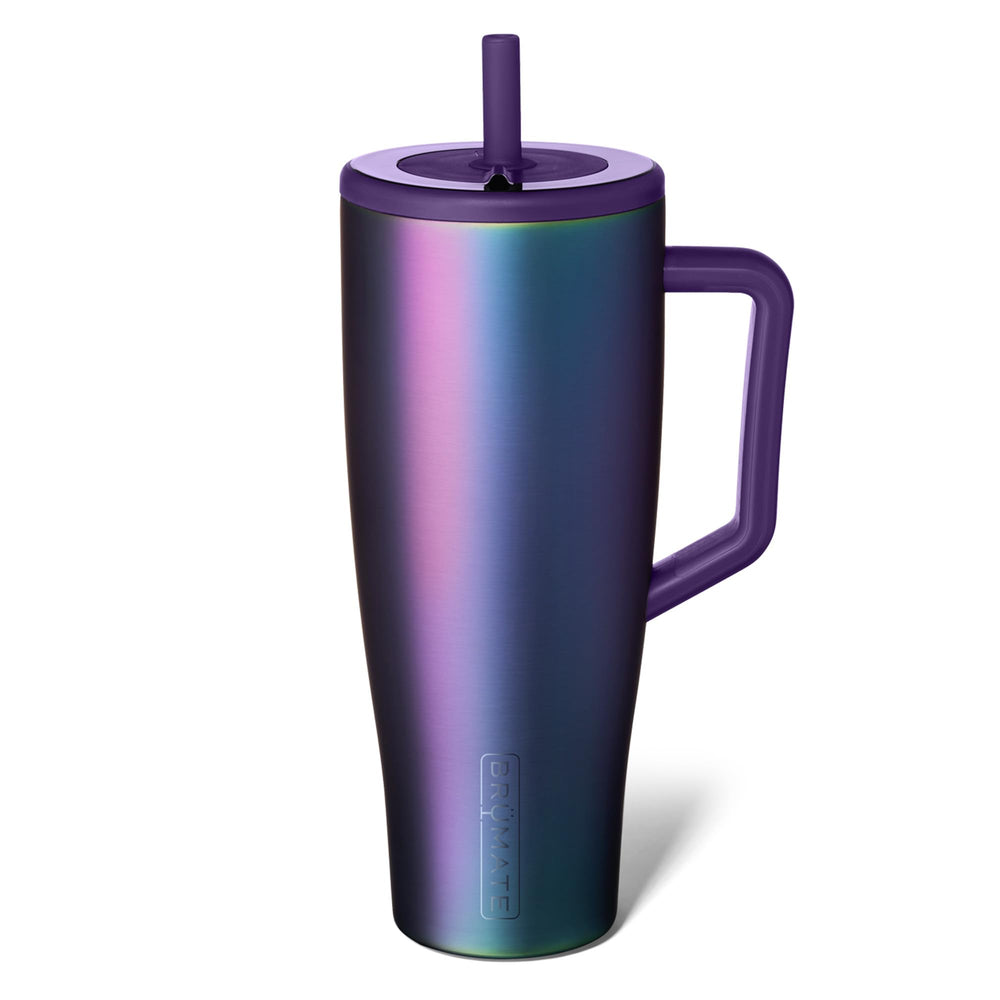 BrüMate Era front view showing dark aura finish and leakproof lid benefit