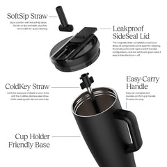 BrüMate Era Flip handle and tapered base highlight easy carry and cup-holder fit