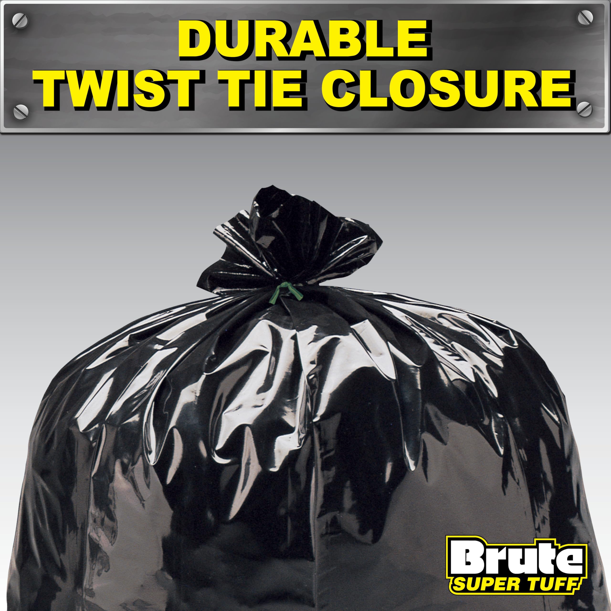 Brute Super Tuff twist-tie detail demonstrating secure closure for transport