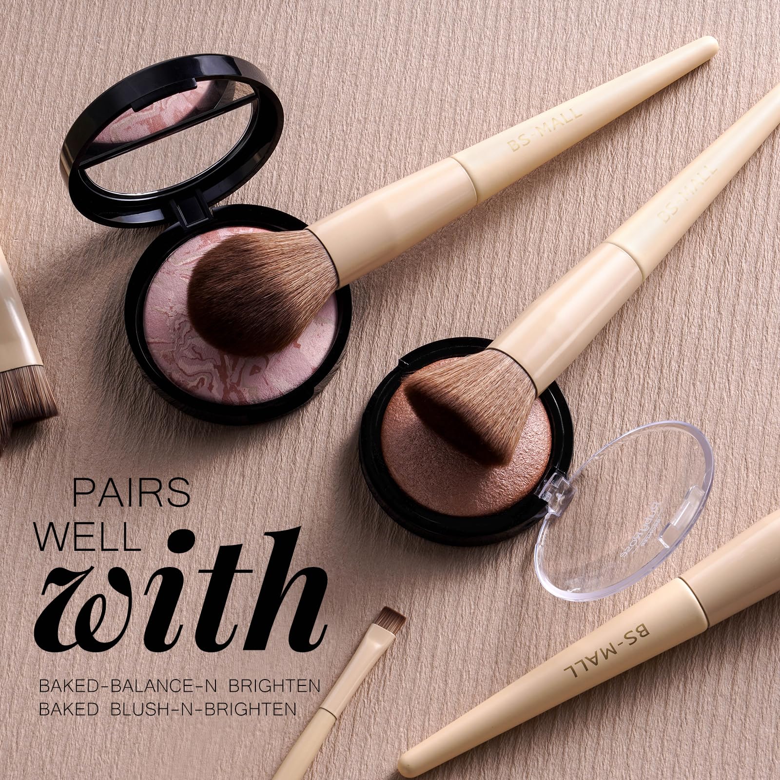 BS-MALL foundation brush close-up showing dense bristles for smooth application