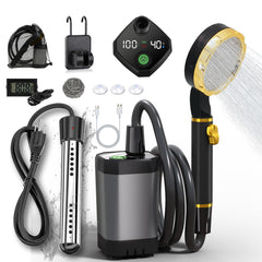 BSEED front view of shower kit showing compact travel benefit