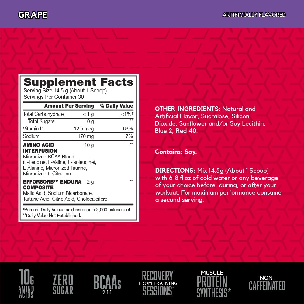 BSN close-up of grape AMINOx powder texture and fine mixability
