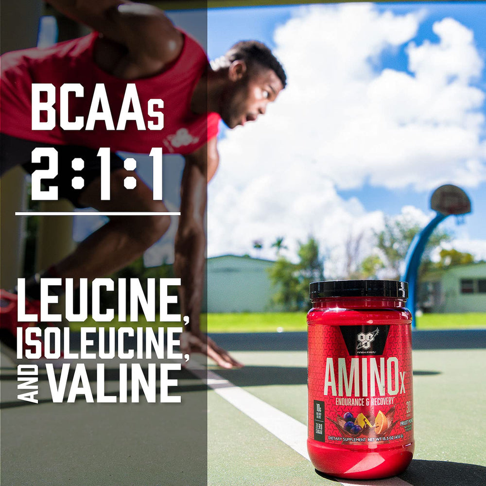 BSN AMINOx label and nutrition facts showing amino acid blend transparency benefit