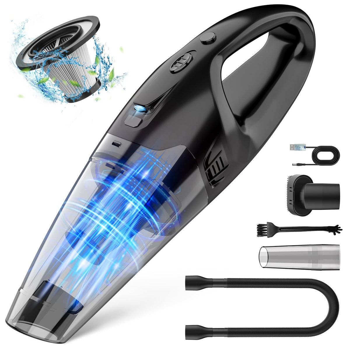 BSRCO front view showing compact handheld vacuum for quick cleanups