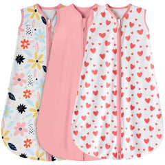 BSTOPPT front view of three sleep sacks showing patterns and sizes for easy selection