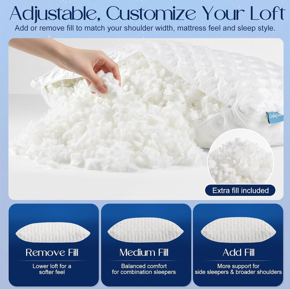 btasleeep extra fill pouch showing easy customization of pillow height