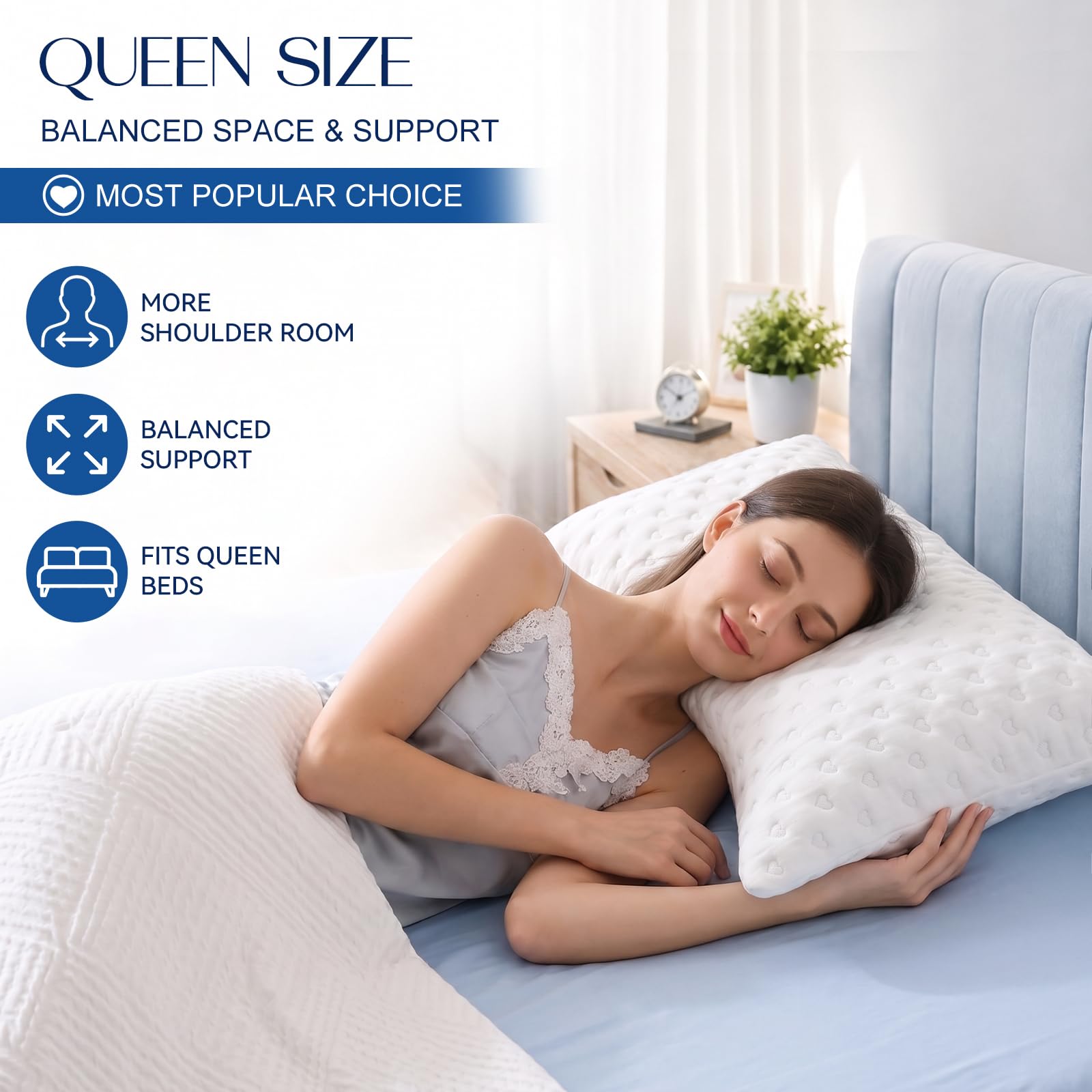 btasleeep in-use with side sleeper showing supportive neck positioning