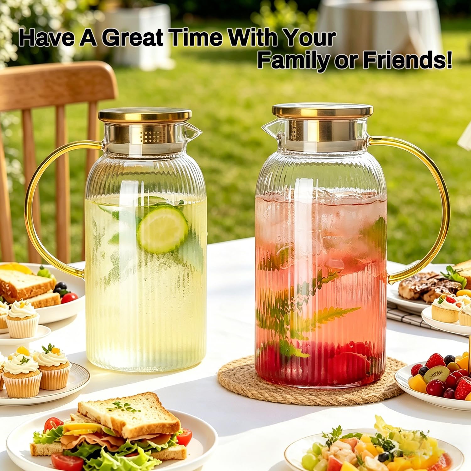 Buaic pitcher filled with iced tea on a table illustrating stylish serving at gatherings