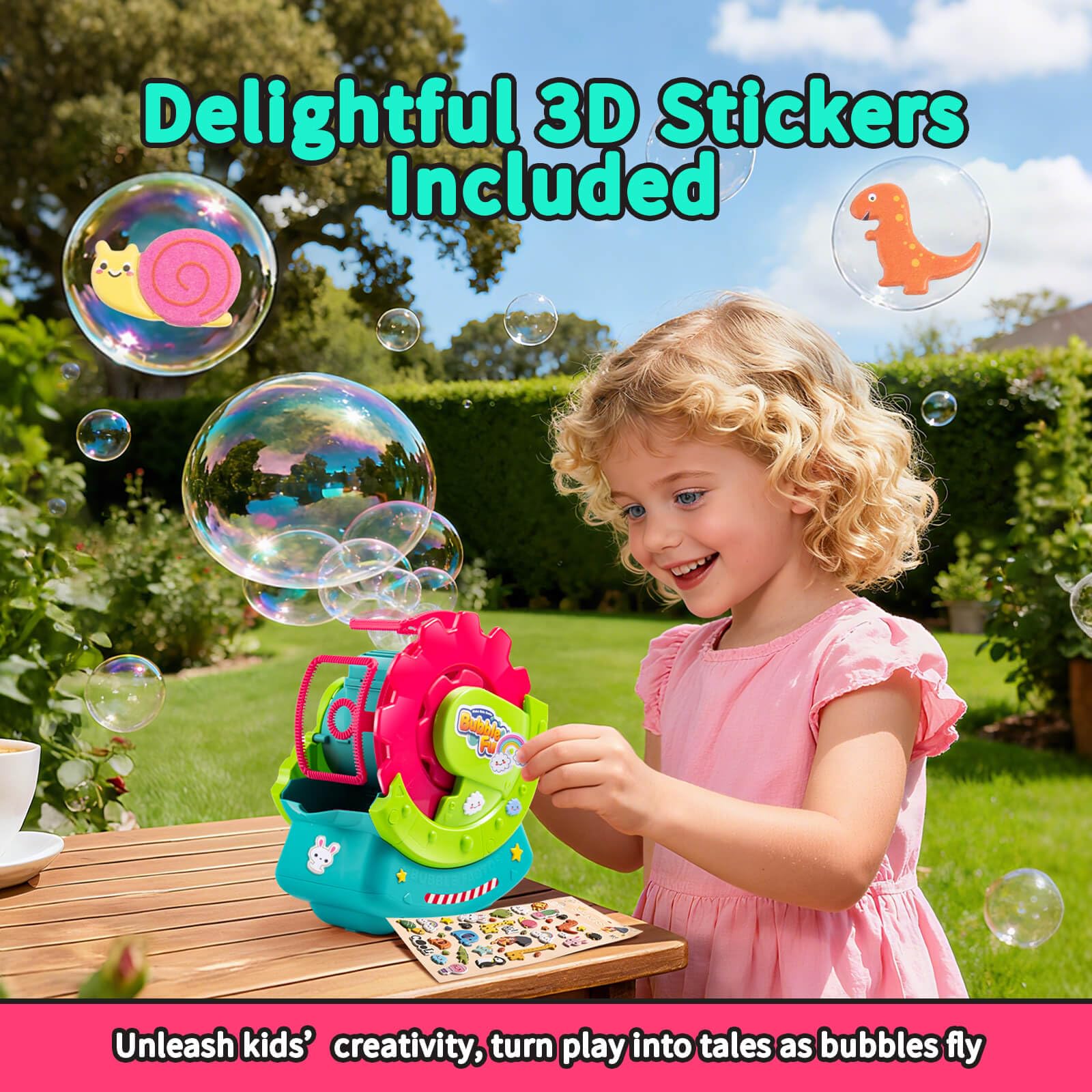 Bubble Fun screw-locked battery compartment highlighting child-safe power benefit
