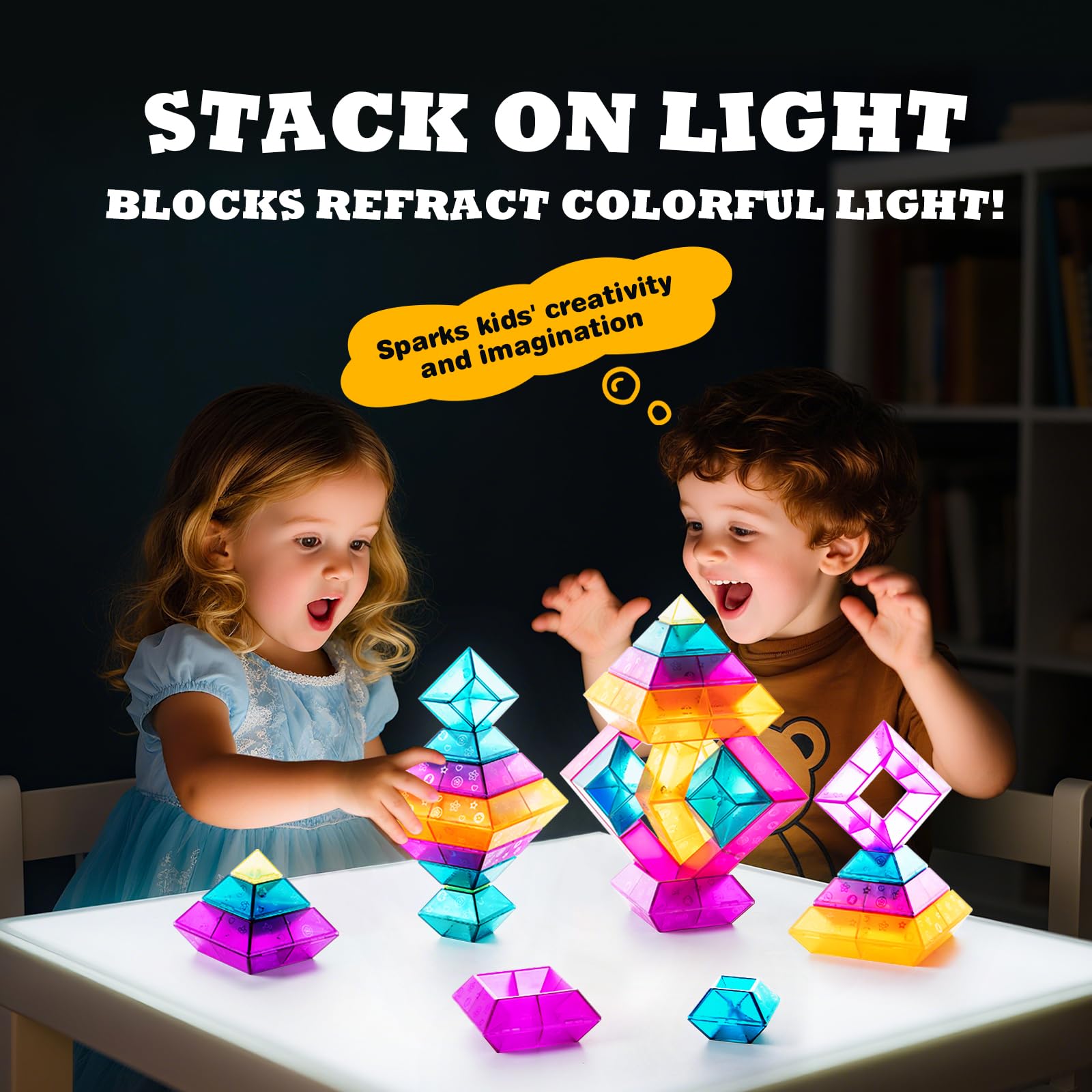 Child stacking Bubble Fun blocks showing improved motor skills