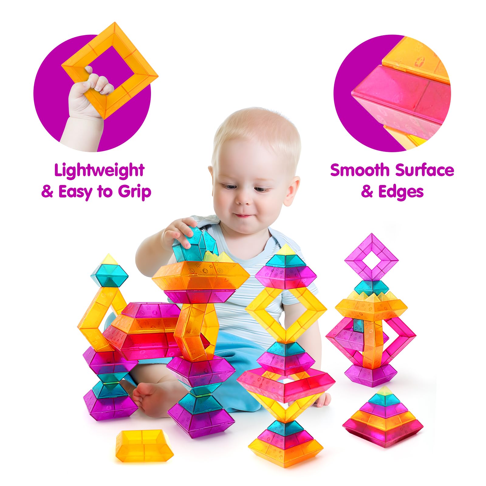 Hand holding Bubble Fun block showing scale and easy grasping
