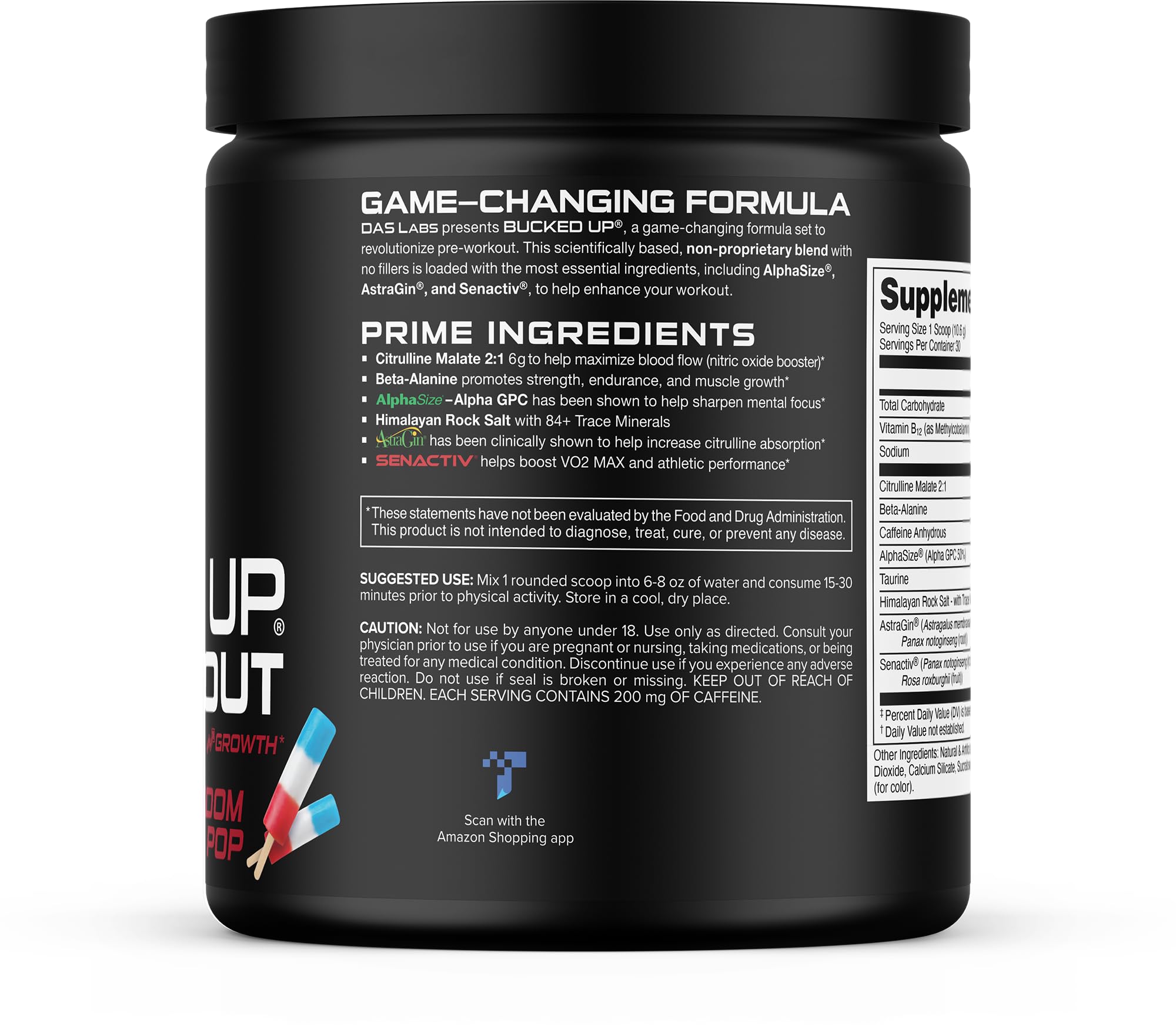 Bucked Up tub staged in gym environment implying pre-workout readiness