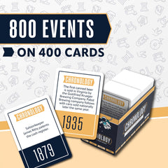 Buffalo Games Chronology full deck fanned on surface highlighting many double-sided events