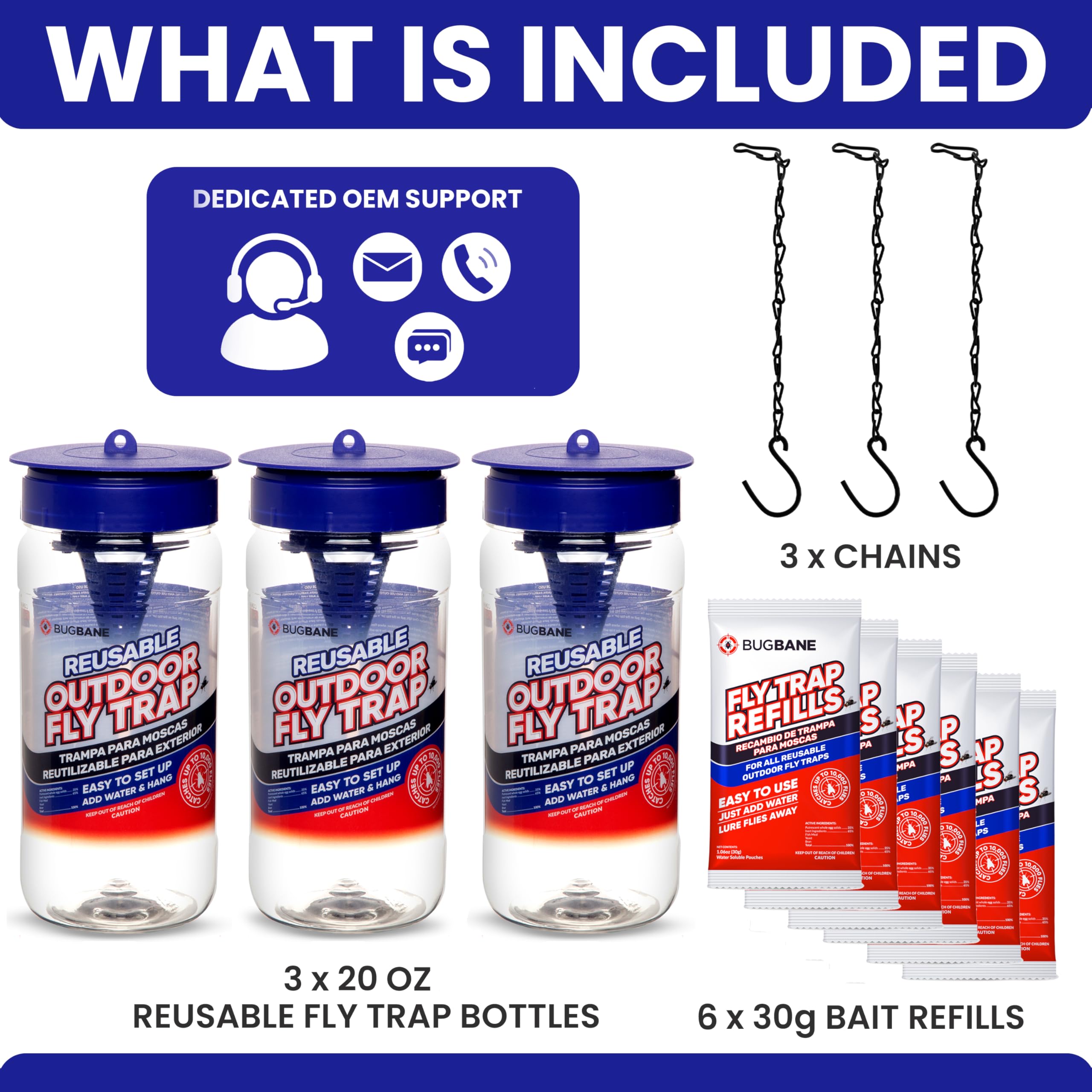 BugBane hanging chain and hook hardware ready for easy outdoor installation