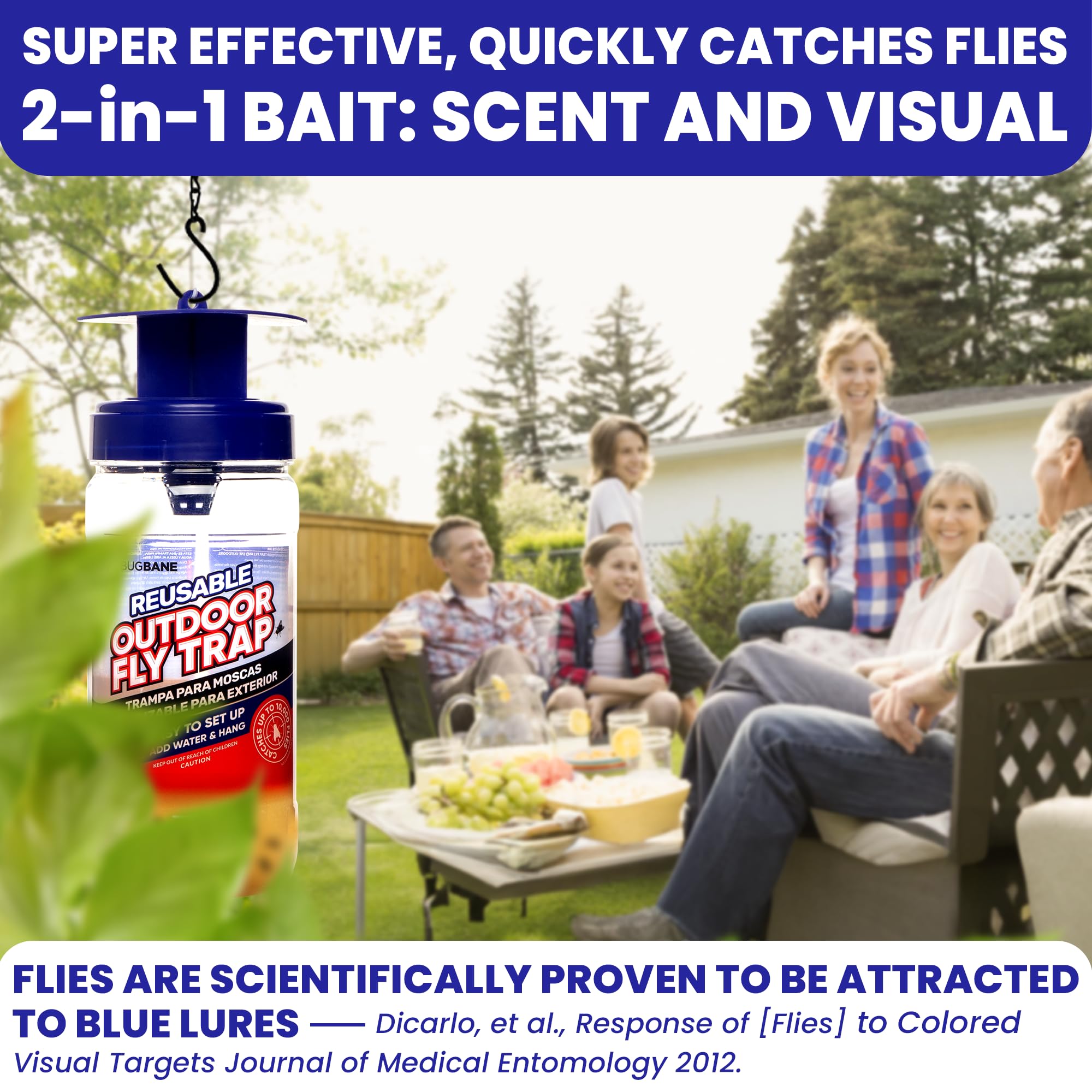BugBane lifestyle image in a backyard showing reduced flies near people