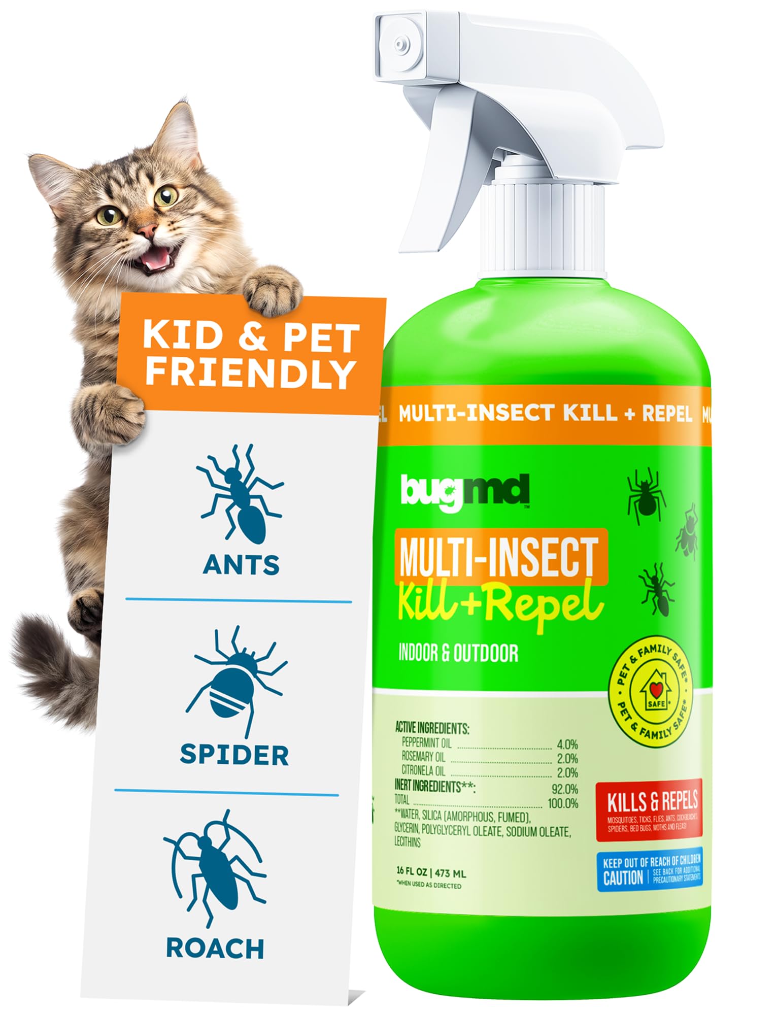BugMD front label and bottle showing clear pet-safe benefit