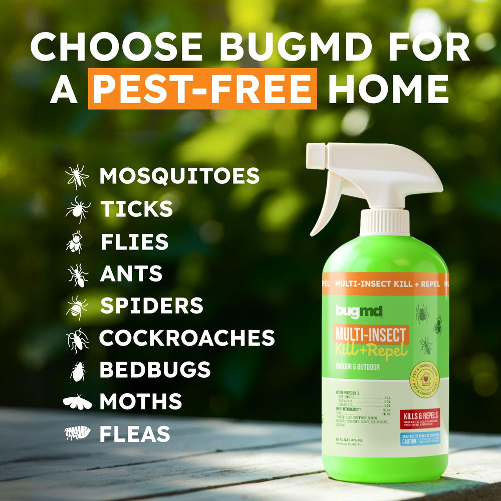 BugMD used on kitchen counter showing fast-acting, family-friendly protection