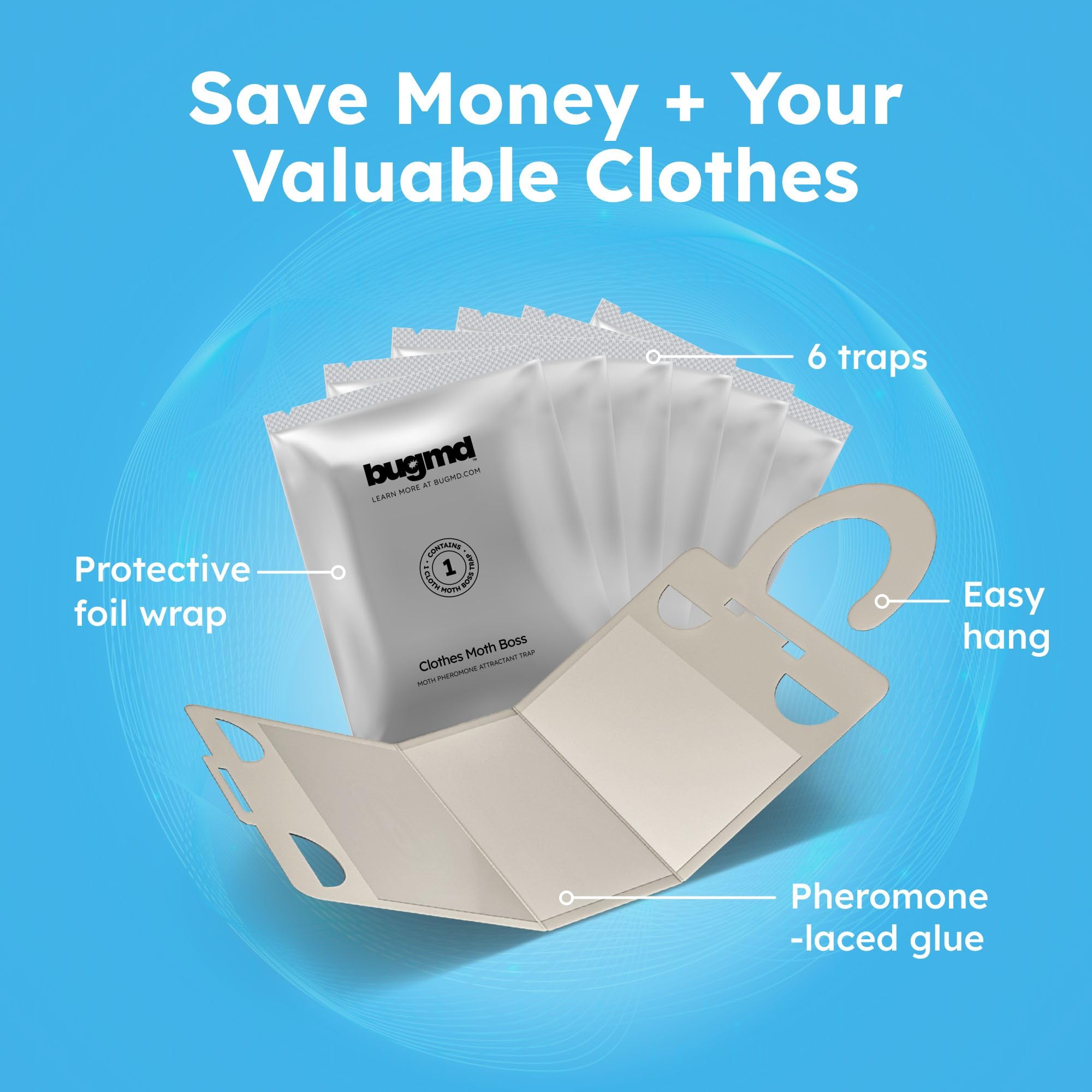 BugMD trap beside a credit card for size comparison indicating compact design